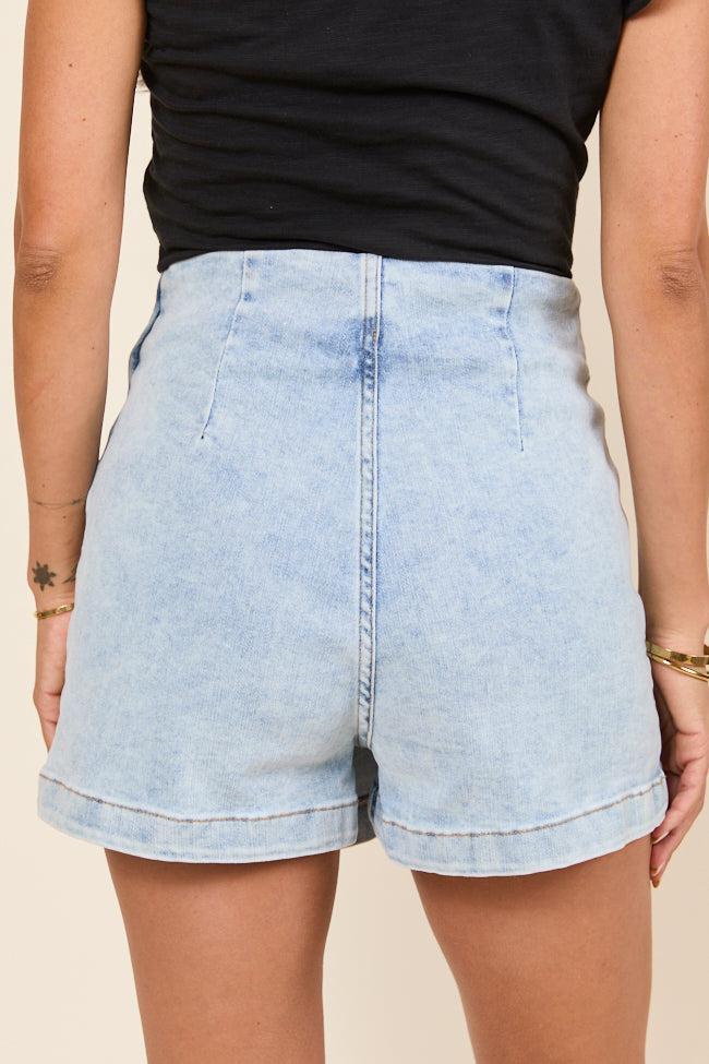 My Favorite Light Wash Acid Wash Denim Skort Product Image