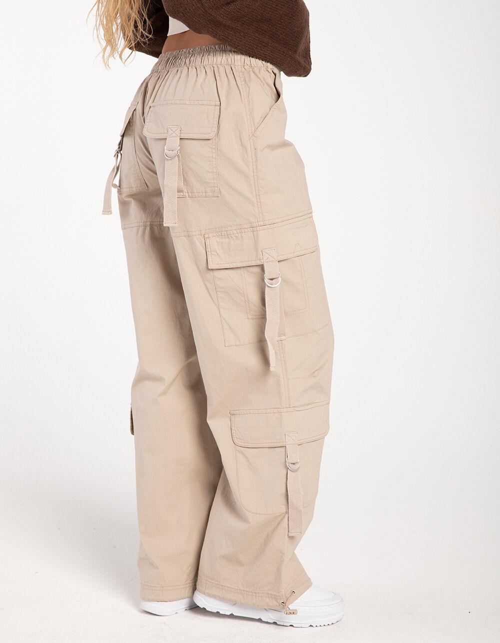 RSQ Womens Mid Rise Double Cargo Parachute Pants - BLACK Product Image