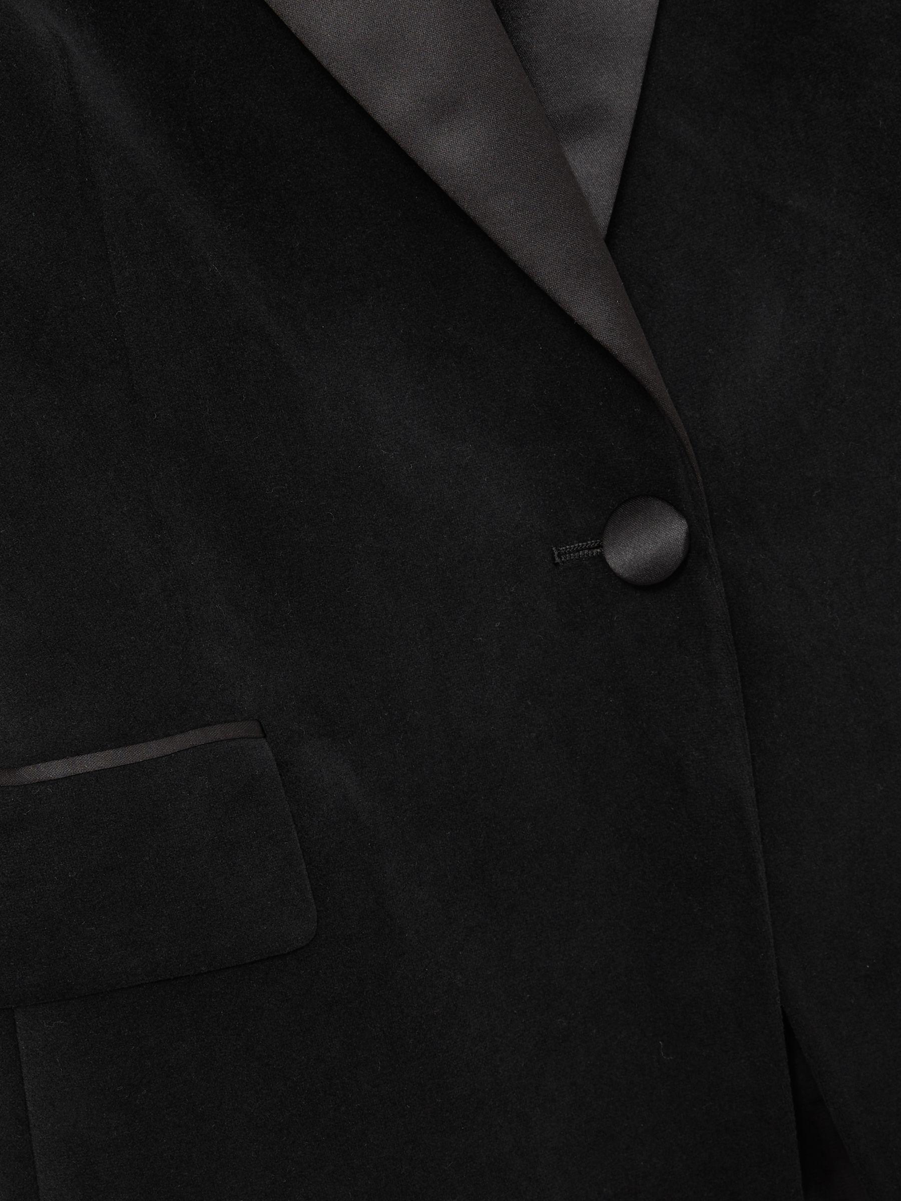 Velvet Single-Breasted Blazer in Black Product Image