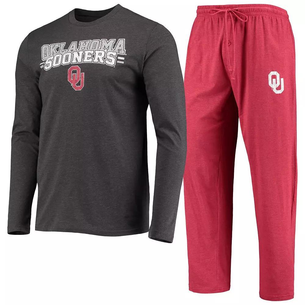 Men's Concepts Sport Crimson/Heathered Charcoal Oklahoma Sooners Meter Long Sleeve T-Shirt & Pants Sleep Set, Size: Medium Product Image