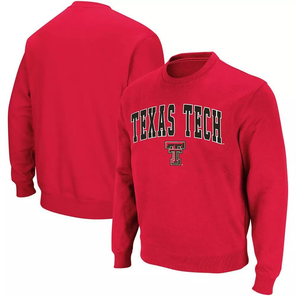 Men's Colosseum Red Texas Tech Red Raiders Arch & Logo Crew Neck Sweatshirt, Size: XL Product Image