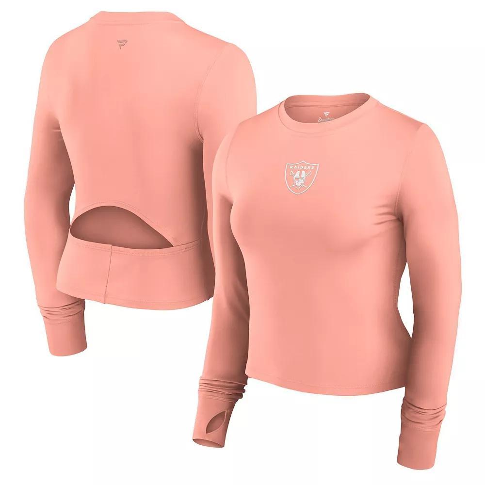Women's Fanatics Signature Coral Las Vegas Raiders Studio Fitted Long Sleeve Gym Top, Size: XS, Lvr Pink O Product Image
