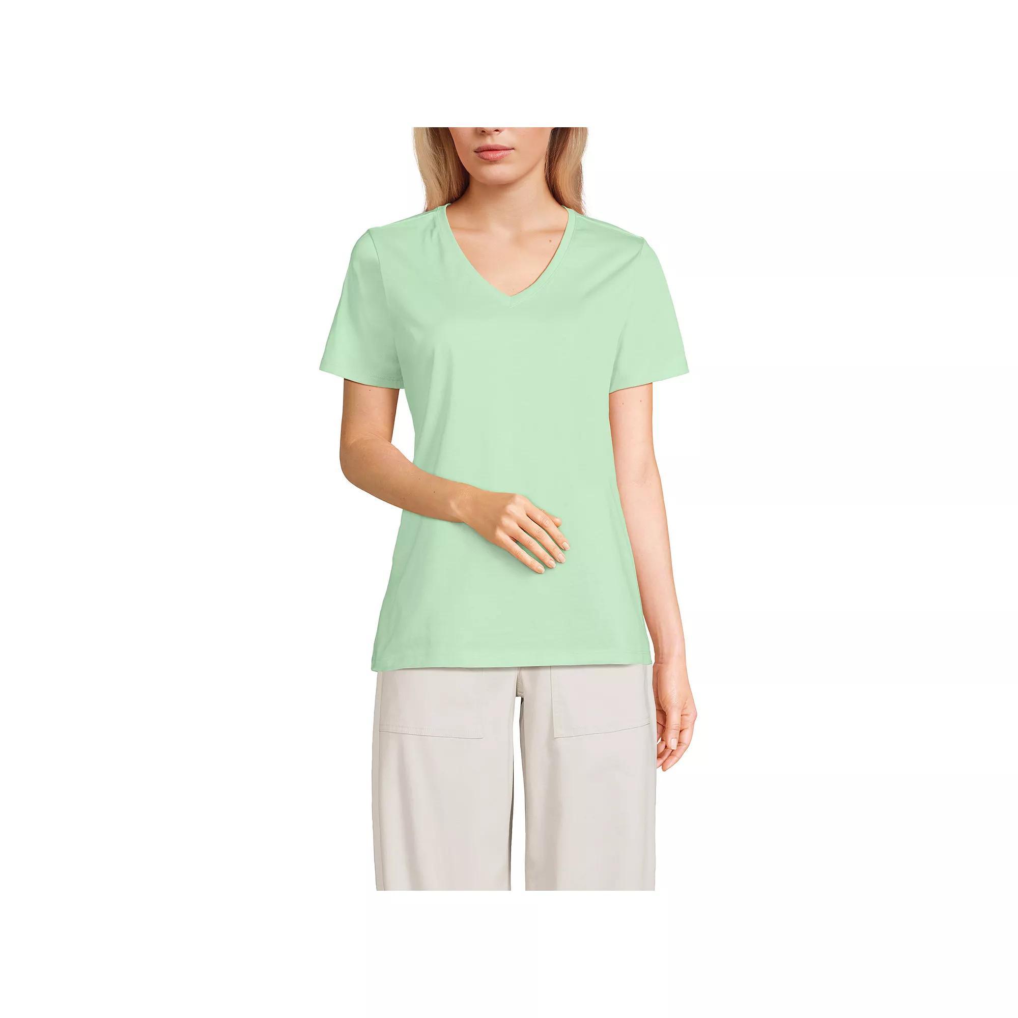 Women's Lands' End Relaxed-Fit Supima Cotton V-Neck Tee, Size: Small Tall, Blue Blossoms Product Image
