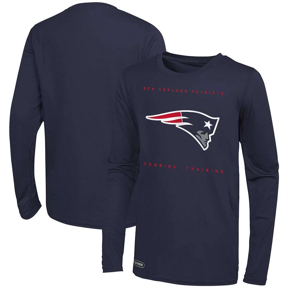 Men's Navy New England Patriots Side Drill Long Sleeve T-Shirt, Size: Small, Blue Product Image
