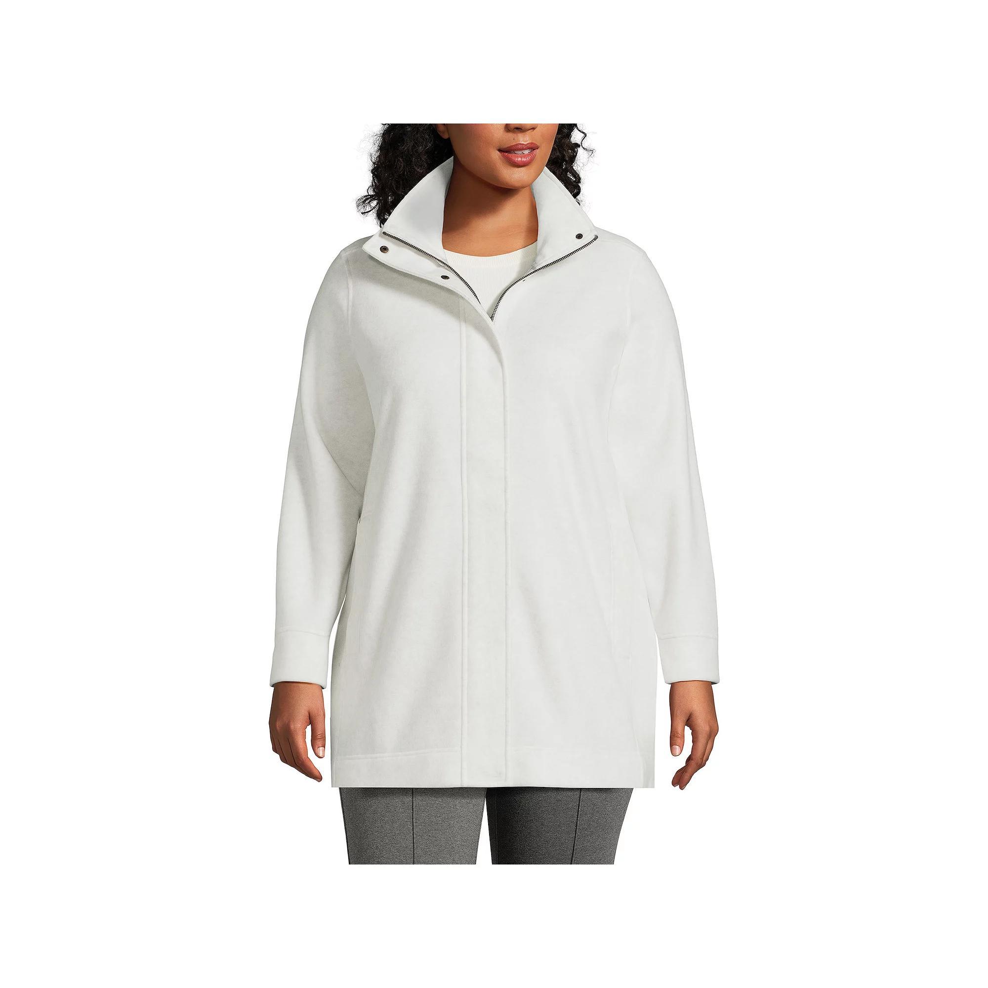Plus Size Lands' End Luxe Fleece Coat, Women's, Size: 2XL, Bright Gray Grey Product Image