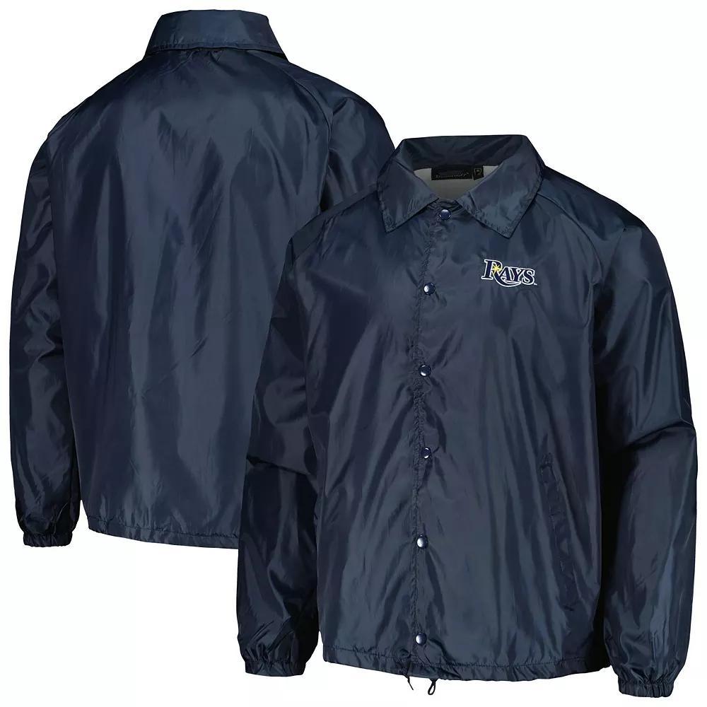 Men's Dunbrooke  Navy Tampa Bay Rays Coach's Raglan Full-Snap Windbreaker Jacket, Size: Large, Blue Product Image
