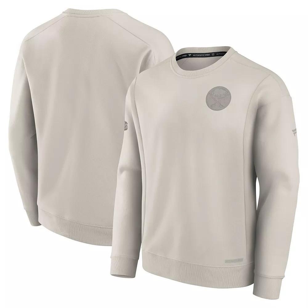 Men's Fanatics  Cream Carolina Hurricanes Authentic Pro Road Fleece Pullover Sweatshirt, Size: 2XL, Beige Product Image
