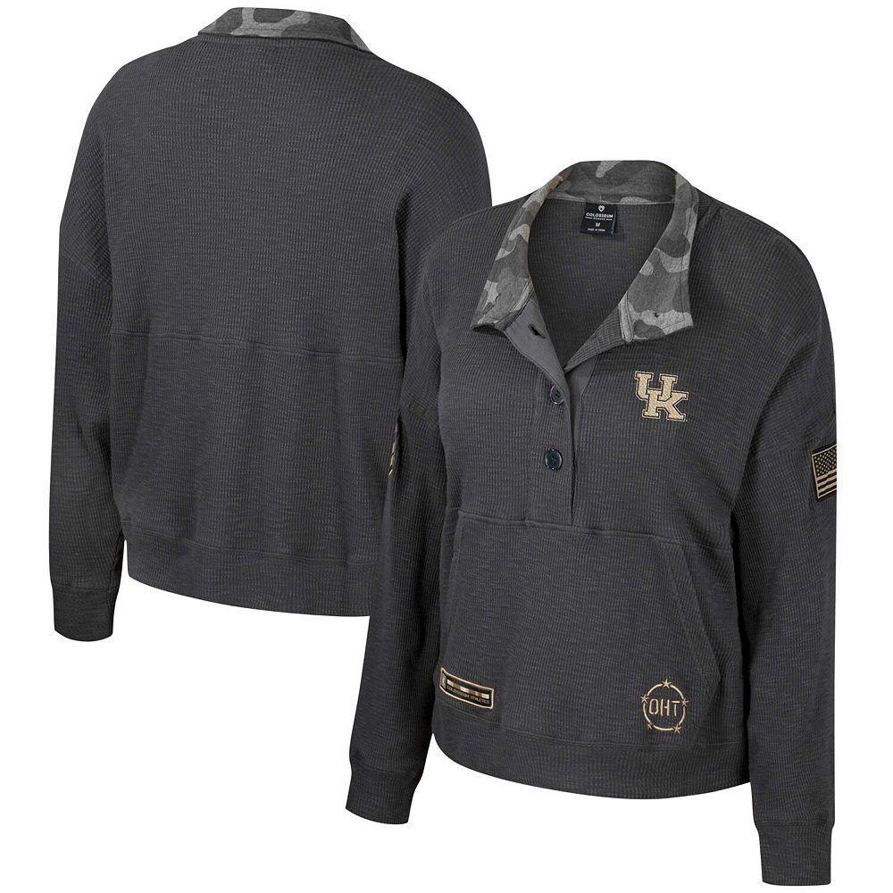 Women's Colosseum  Heather Charcoal Kentucky Wildcats OHT Military Appreciation Payback Henley Thermal Sweatshirt, Size: Medium Product Image