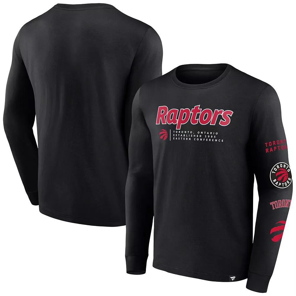 Men's Fanatics Branded Black Toronto Raptors Baseline Long Sleeve T-Shirt, Size: Large, Rpt Black Product Image