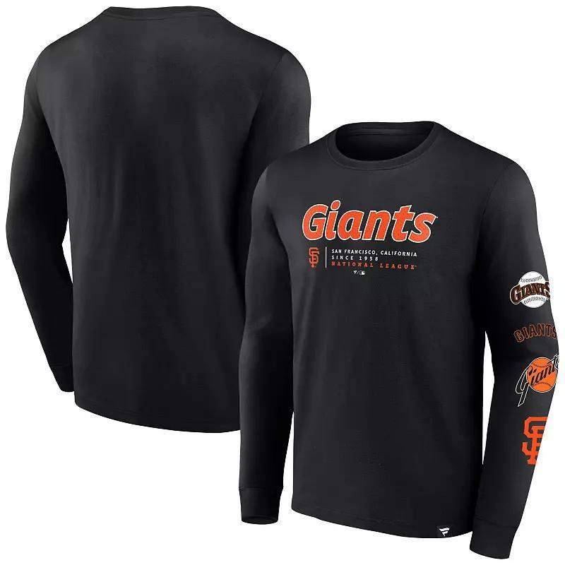 Men's Fanatics Branded Black Toronto Raptors Baseline Long Sleeve T-Shirt, Size: Large, Rpt Black Product Image
