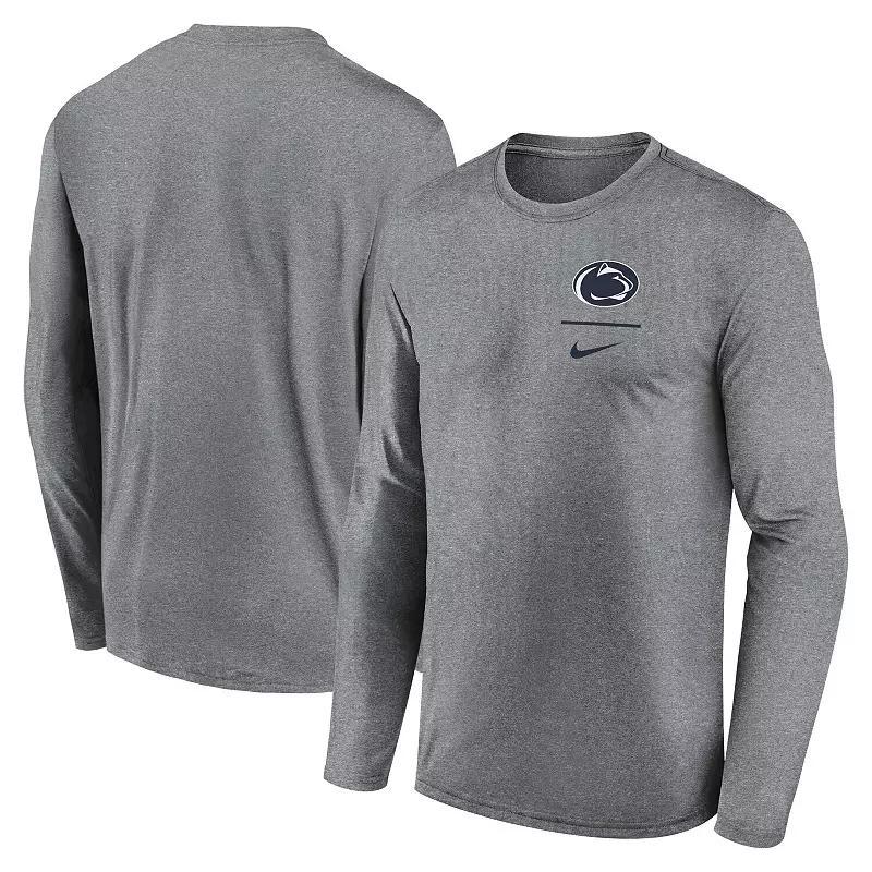 Men's Nike Heather Gray Penn State Nittany Lions Primary Stack Legend Long Sleeve T-Shirt, Size: 2XL, Grey Product Image