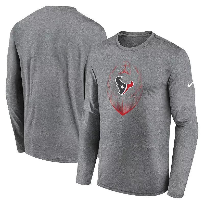 Men's Nike Heather Gray Houston Texans Legend Icon Long Sleeve T-Shirt, Size: 3XL, Grey Product Image