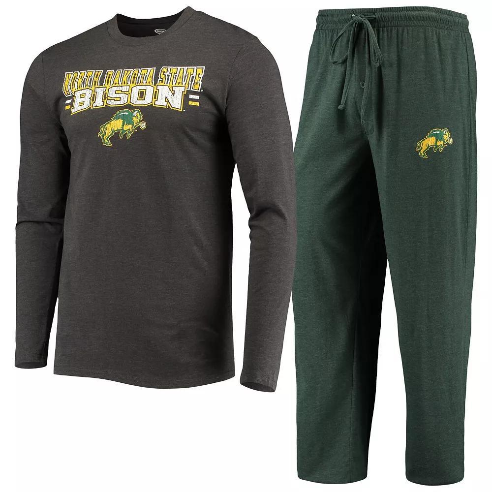 Men's Concepts Sport Green/Heathered Charcoal NDSU Bison Meter Long Sleeve T-Shirt & Pants Sleep Set, Size: XL, Nds Green Product Image