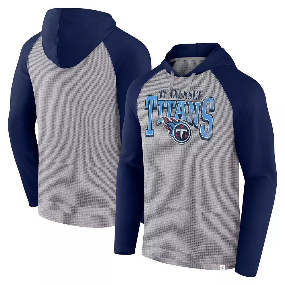 Men's Fanatics Gray/Navy Tennessee Titans Under Center Long Sleeve Hoodie T-Shirt, Size: 3XL, Grey Product Image