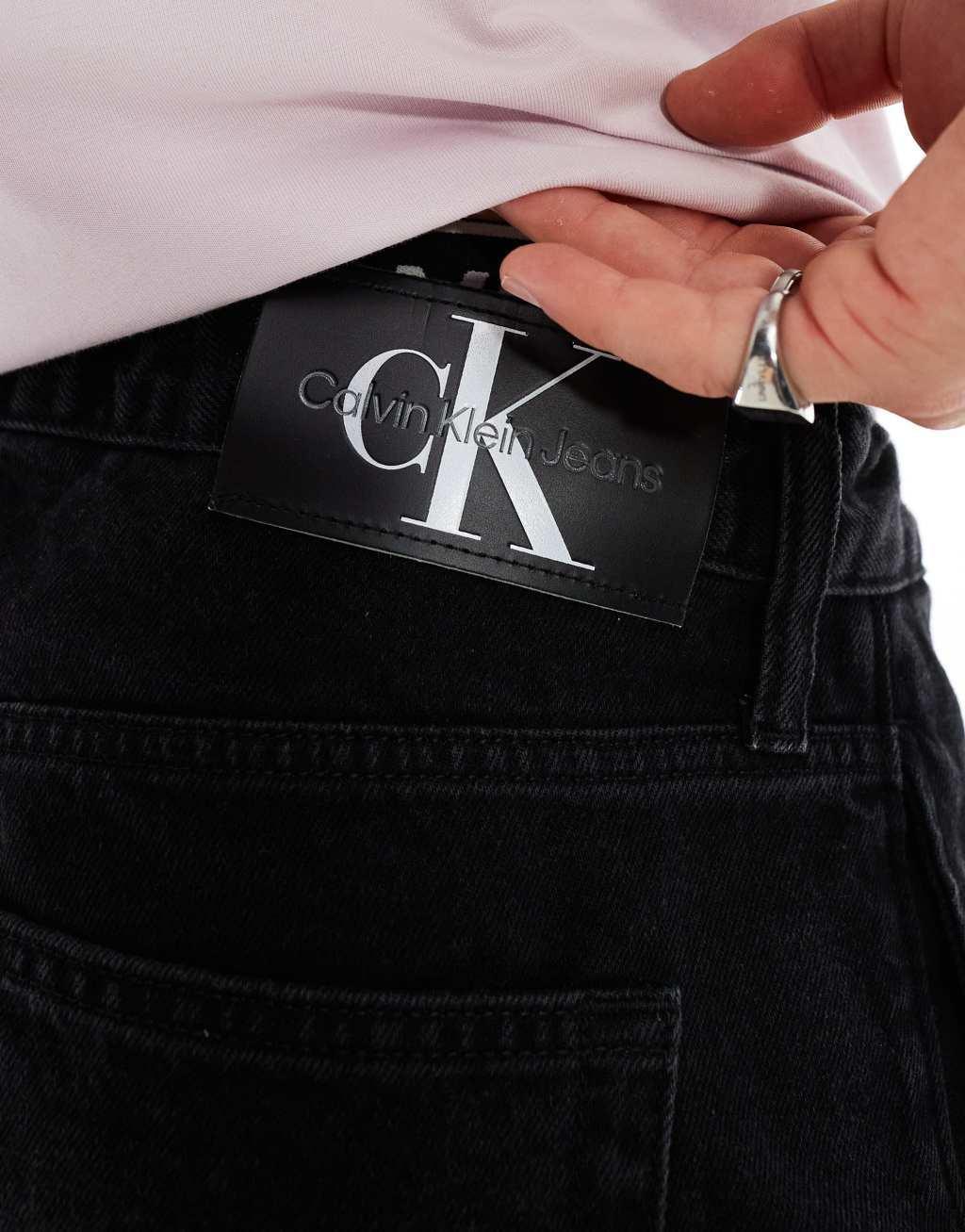 Calvin Klein Jeans denim jorts in black Product Image