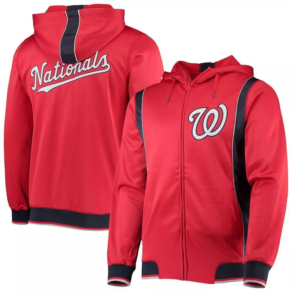 Men's Stitches Red/Navy Washington Nationals Team Full-Zip Hoodie, Size: Large Product Image