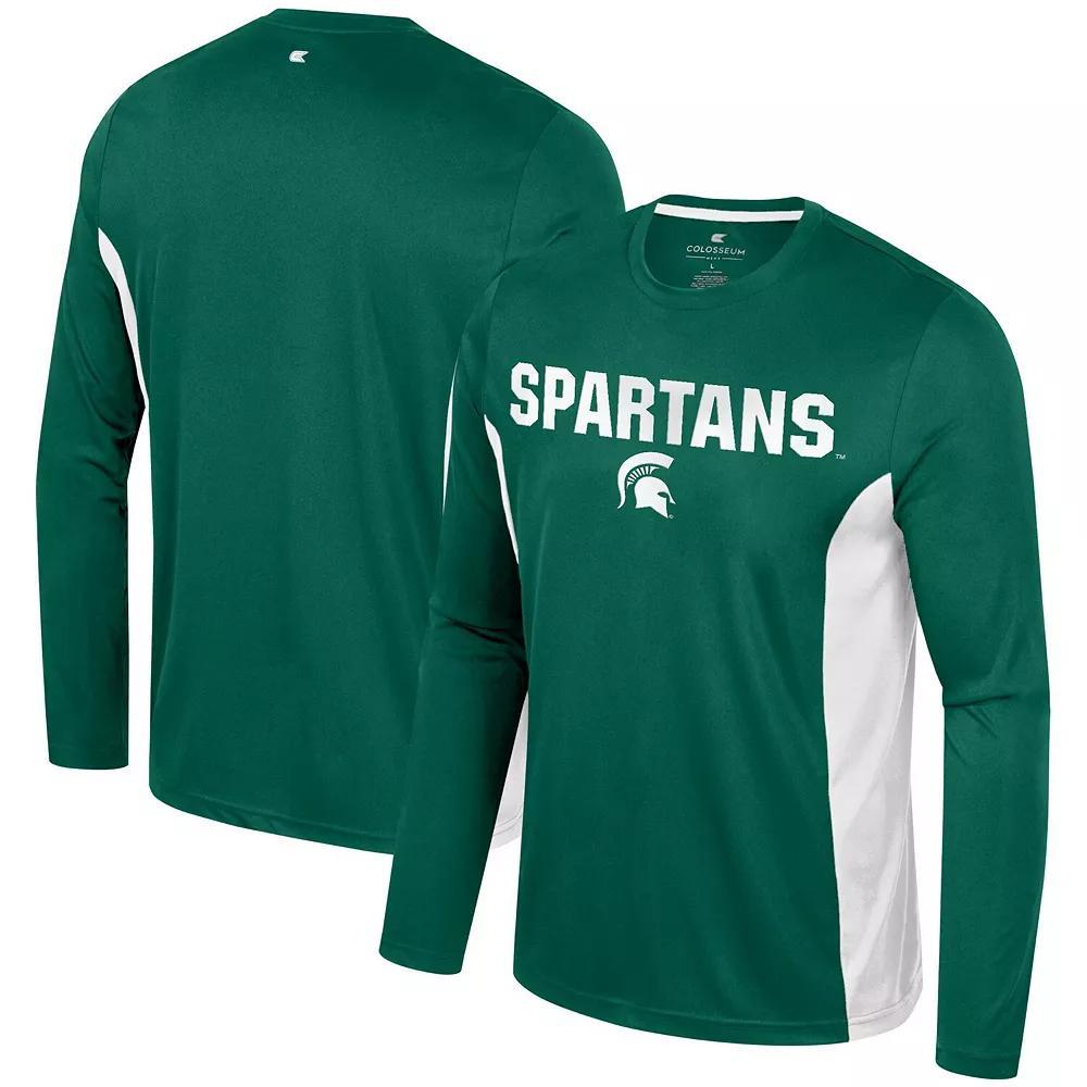 Men's Colosseum Green Michigan State Spartans Warm Up Long Sleeve T-Shirt, Size: Small Product Image