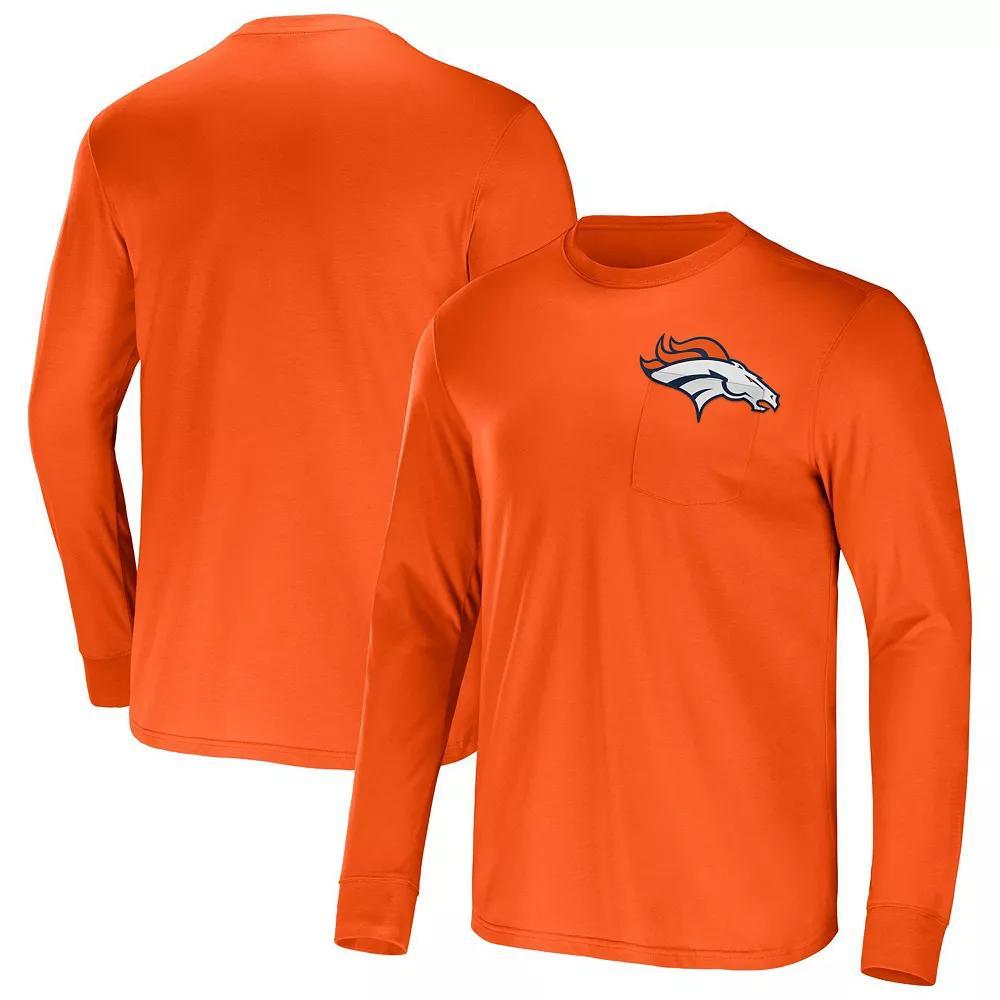 Men's NFL x Darius Rucker Collection by Fanatics Orange Denver Broncos Team Long Sleeve Pocket T-Shirt, Size: Medium Product Image