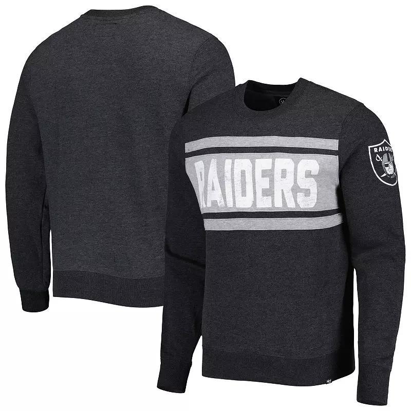 Men's '47 Heathered Black Las Vegas Raiders Bypass Tribeca Pullover Sweatshirt, Size: Small, Lvr Black Product Image
