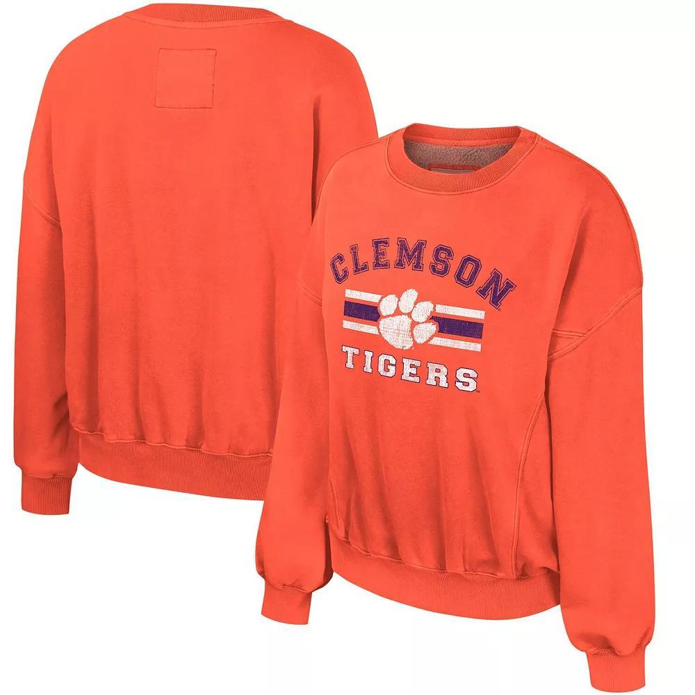 Women's Colosseum Orange Clemson Tigers Audrey Washed Pullover Sweatshirt, Size: XL Product Image