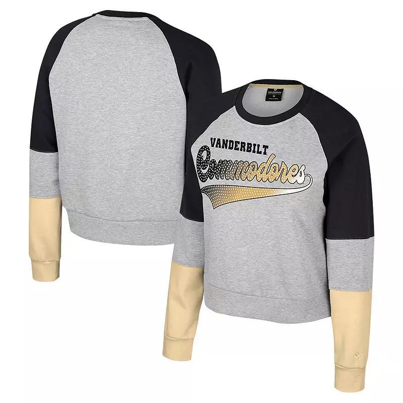 Women's Colosseum Heather Gray Michigan Wolverines Katinka Rhinestone Scoop Neck Pullover Sweatshirt, Size: Small, Grey Product Image