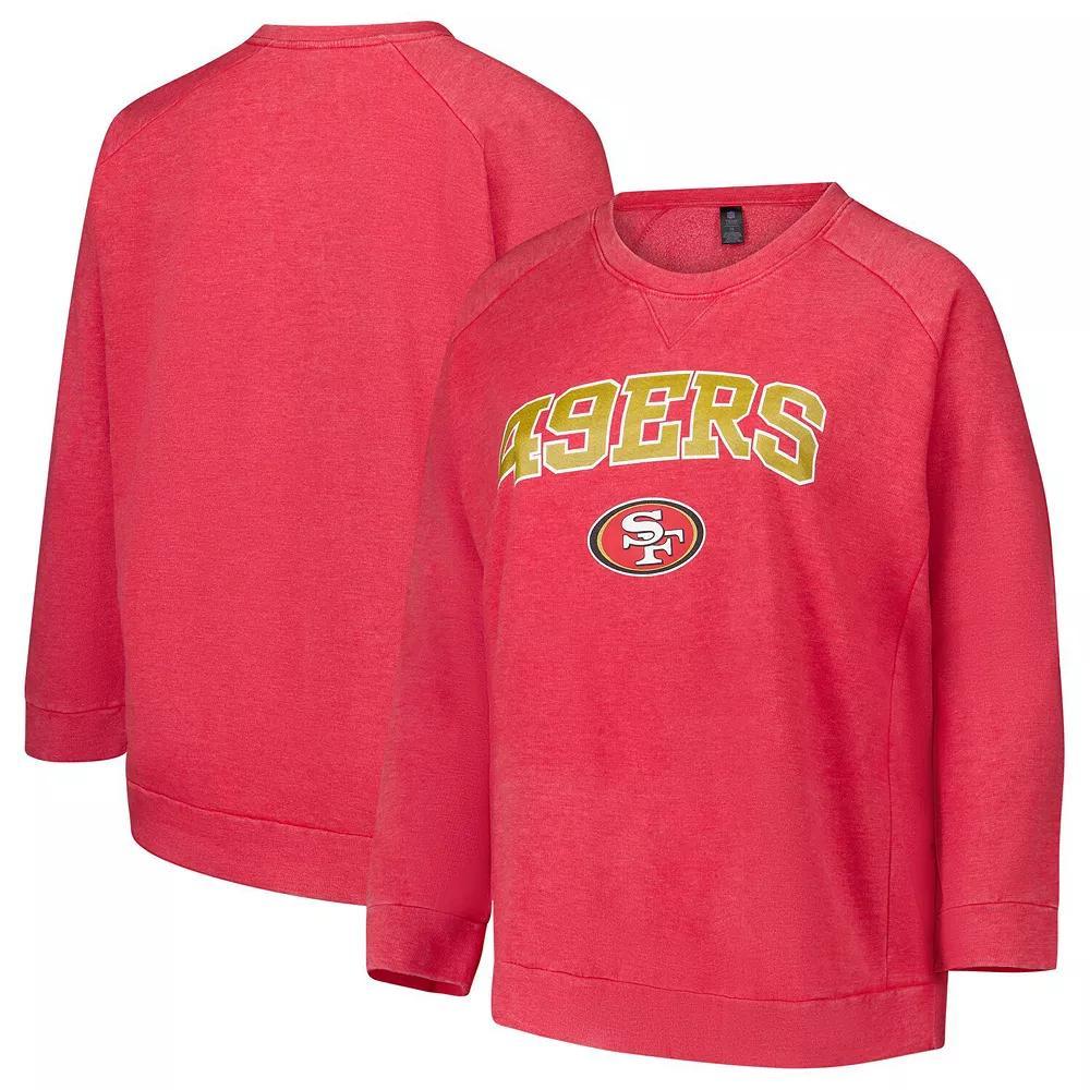 Women's Fanatics  Red San Francisco 49ers Acid Wash Raglan Pullover Sweatshirt, Size: 3XL Product Image