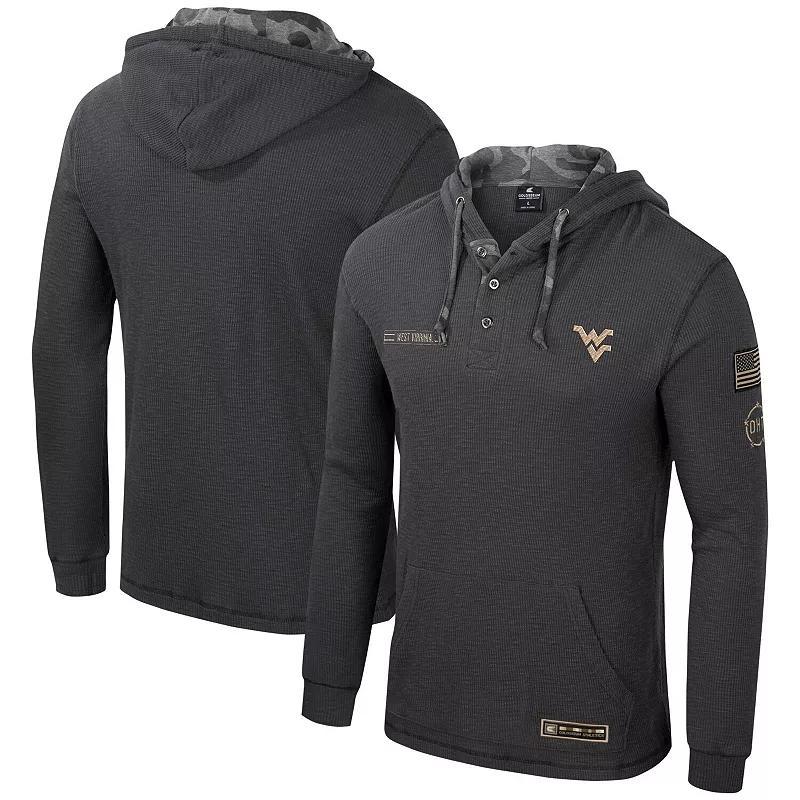 Mens Colosseum Charcoal West Virginia Mountaineers OHT Military Appreciation Henley Pullover Hoodie Product Image