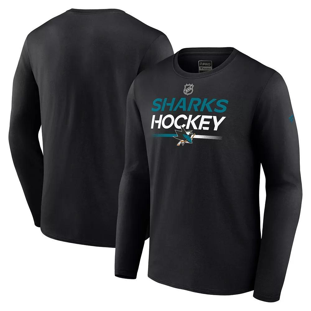 Men's Fanatics Branded  Black San Jose Sharks Authentic Pro Primary Replen Long Sleeve T-Shirt, Size: XL, Sks Black Product Image