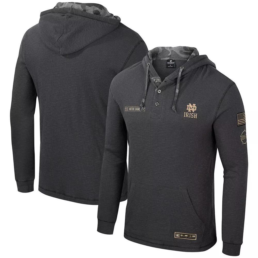 Men's Colosseum Charcoal Oklahoma Sooners OHT Military Appreciation Henley Pullover Hoodie, Size: Large Product Image
