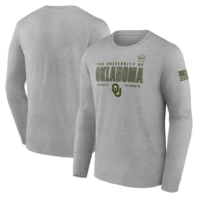 Men's Fanatics Heather Gray Oklahoma Sooners Badging Long Sleeve T-Shirt, Size: Medium, Grey Product Image