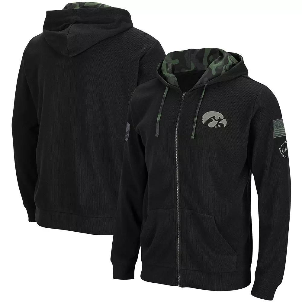 Mens Colosseum Iowa Hawkeyes OHT Slim Fit Lightweight Waffle Full-Zip Hoodie Product Image
