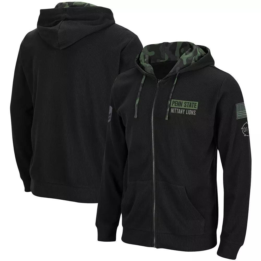 Men's Colosseum Black Penn State Nittany Lions OHT Slim Fit Lightweight Waffle Full-Zip Hoodie, Size: Large Product Image