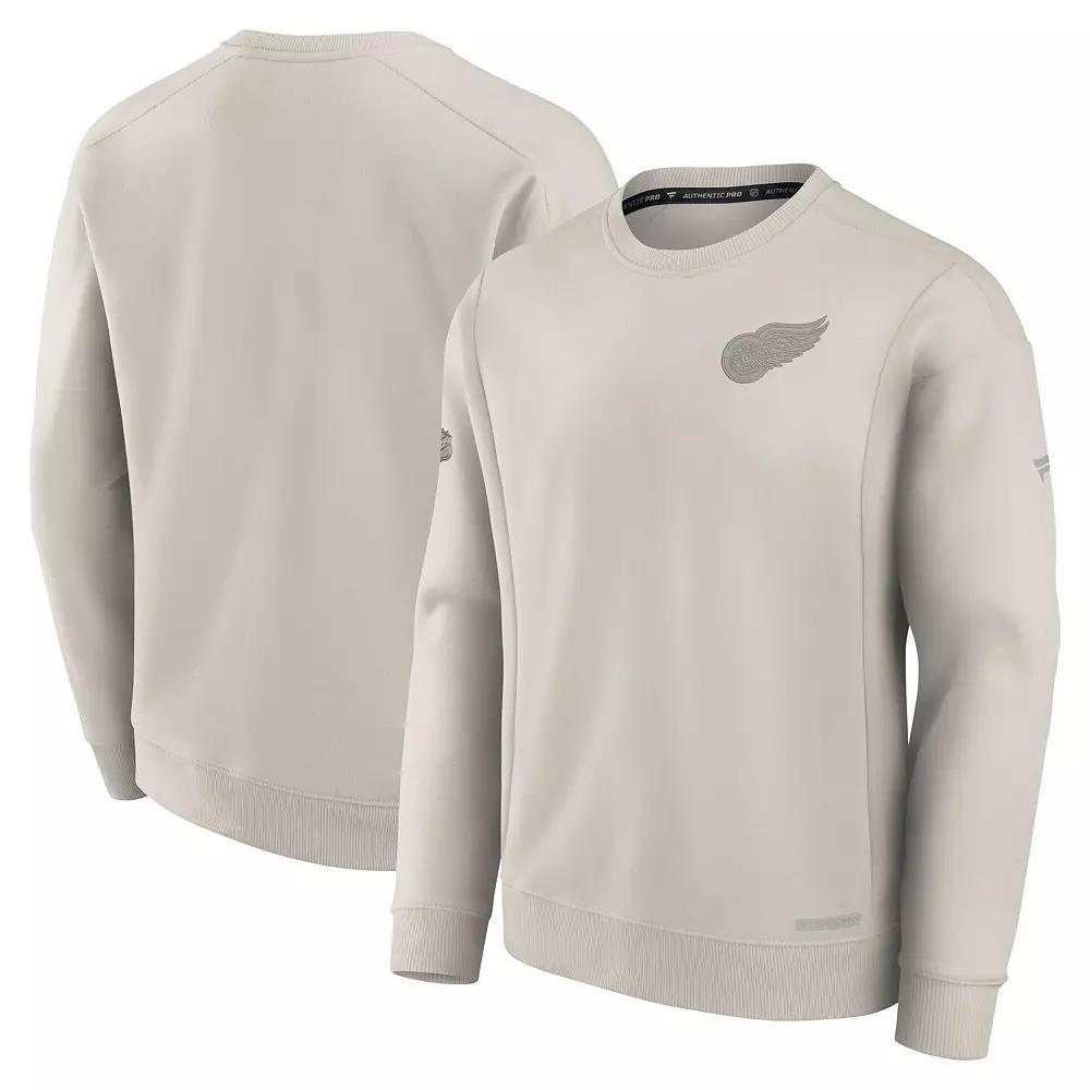 Men's Fanatics  Cream Carolina Hurricanes Authentic Pro Road Fleece Pullover Sweatshirt, Size: 2XL, Beige Product Image