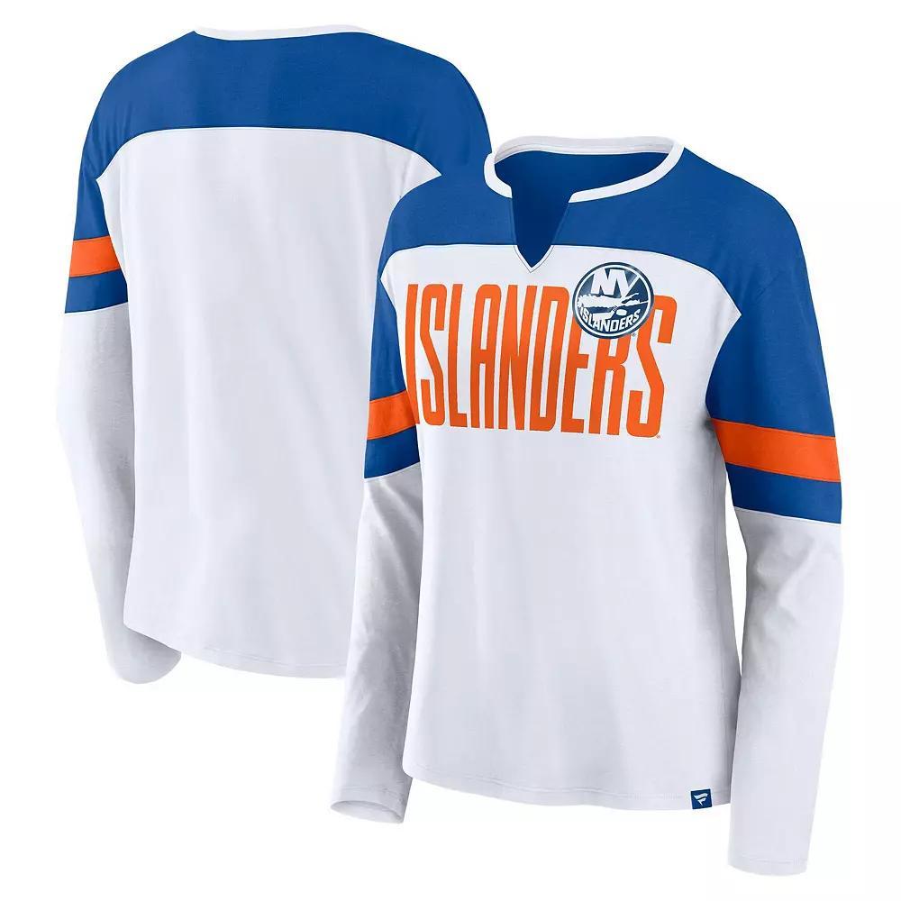 Women's Fanatics White New York Islanders Frozen Long Sleeve Notch Neck T-Shirt, Size: Small, Isl White Product Image