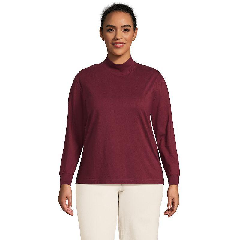 Petite Lands' End Long Sleeve Super T Mock Neck Top, Women's, Size: Medium Petite, Grey Heather Product Image