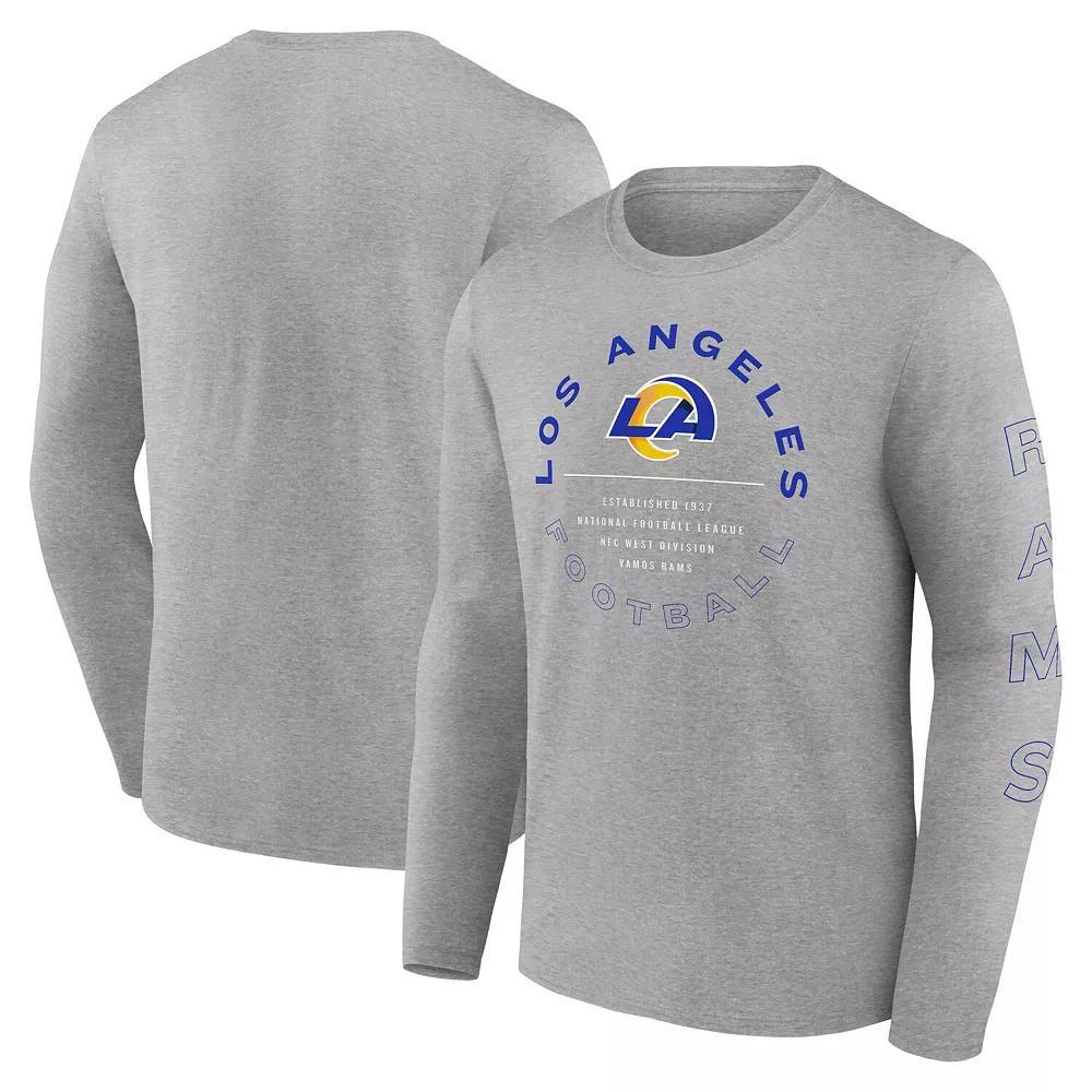Men's Fanatics Heather Gray Los Angeles Rams Stat Sheet Long Sleeve T-Shirt, Size: Large, Grey Product Image