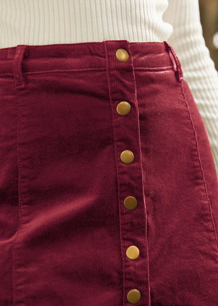Vogue on Vinyl Button Front Corduroy Skirt Product Image