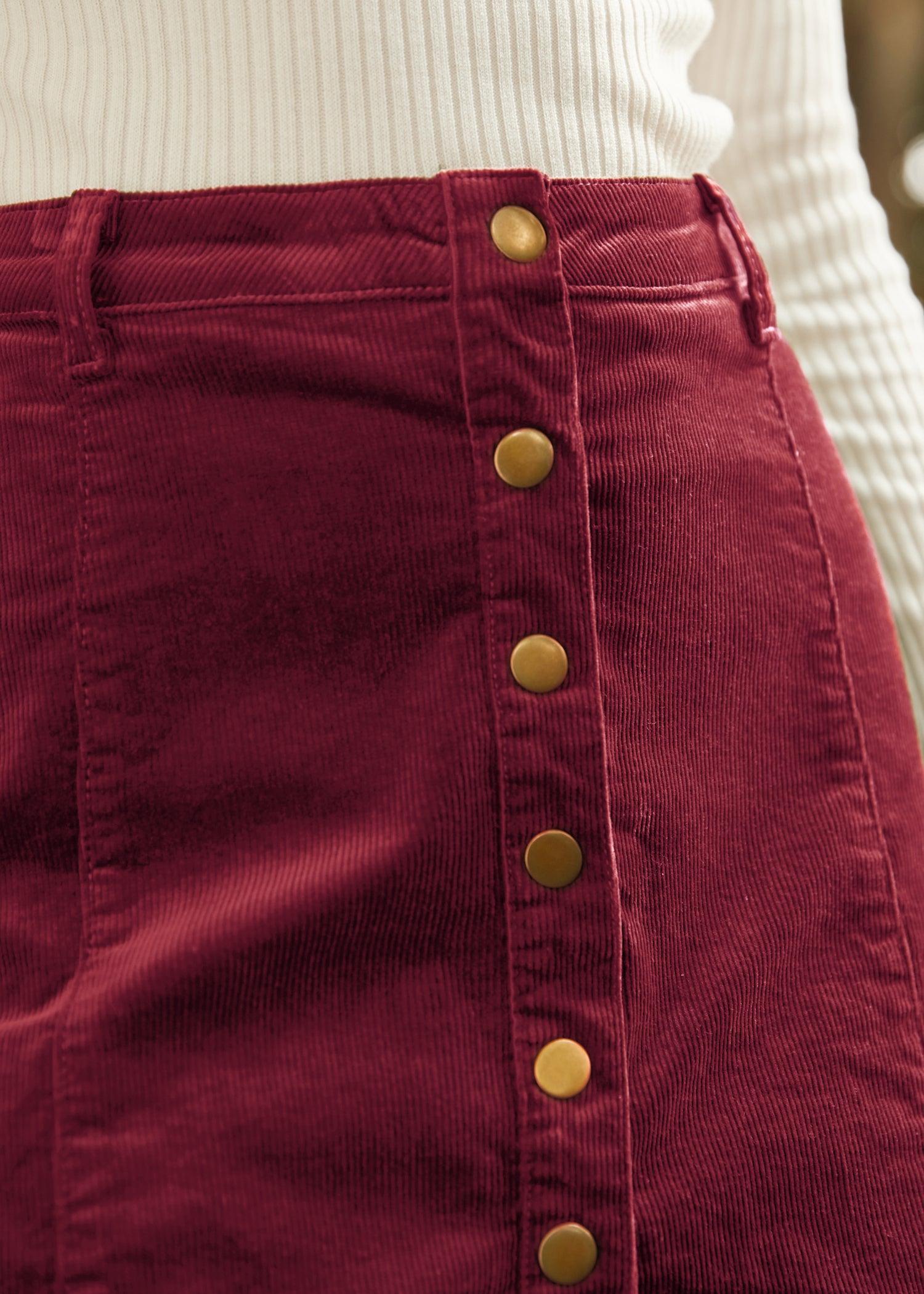 Vogue on Vinyl Button Front Corduroy Skirt Product Image