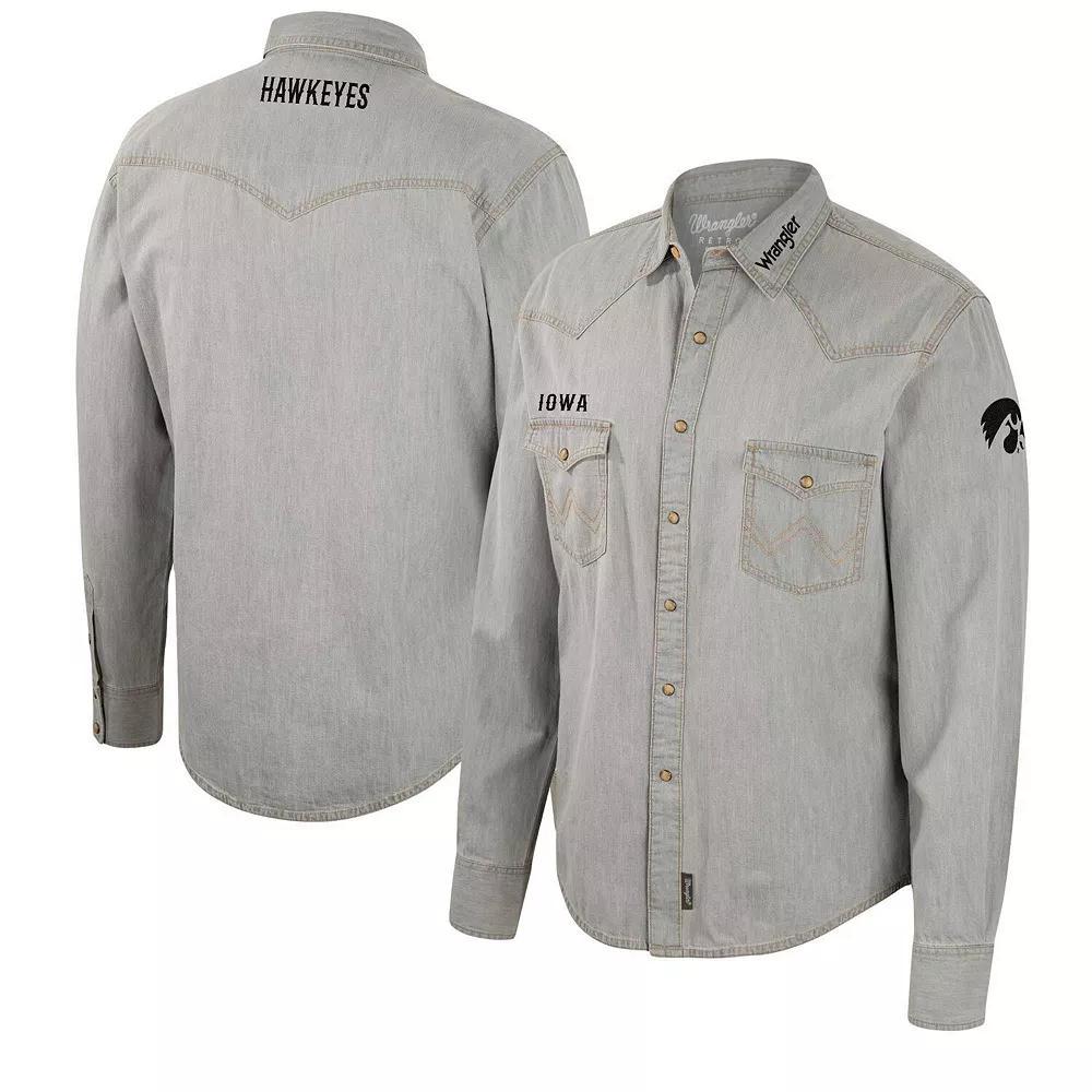 Men's Colosseum x Wrangler Gray West Virginia Mountaineers Cowboy Cut Western Full-Snap Long Sleeve Shirt, Size: XL, Grey Product Image