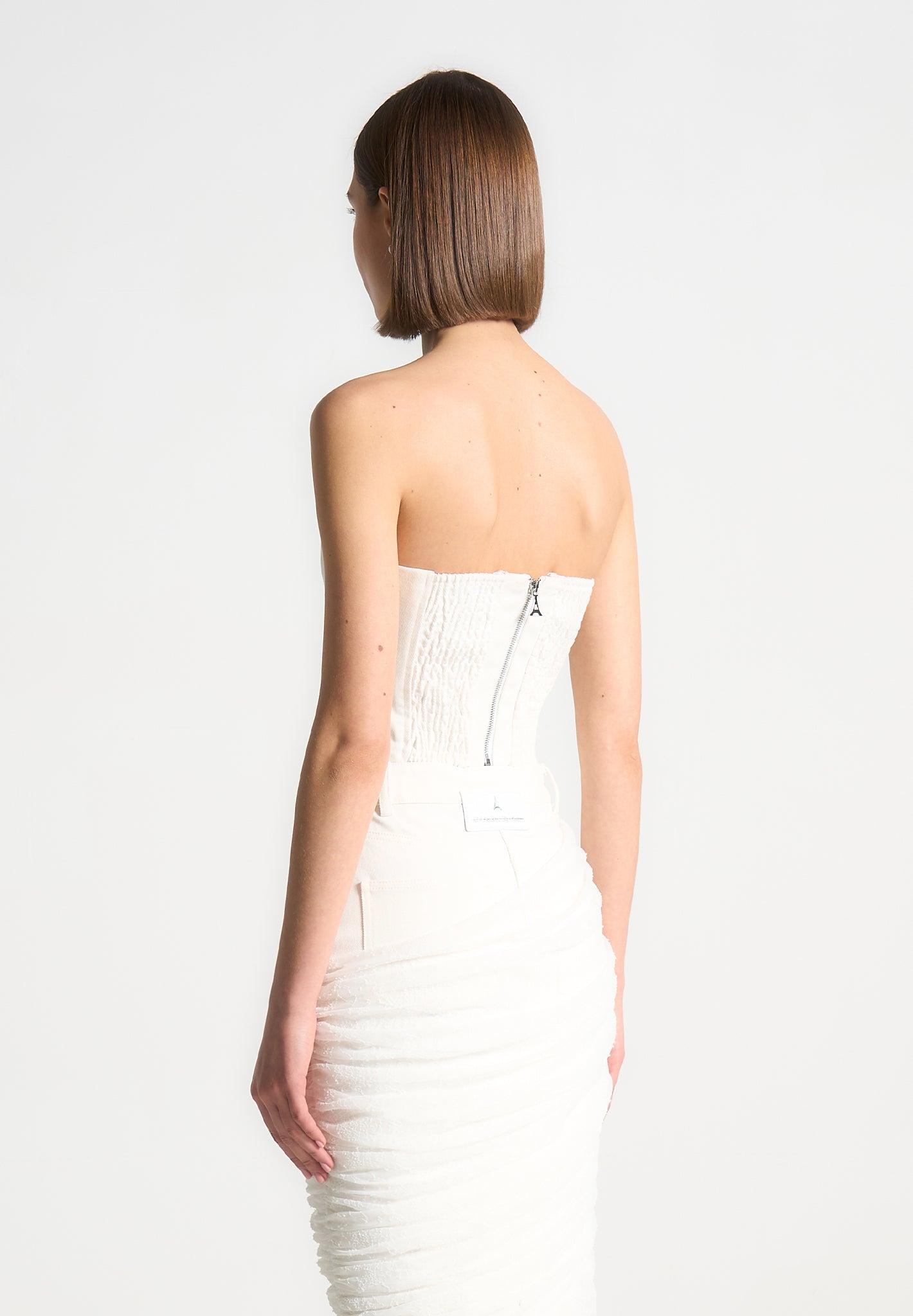 Denim Bandeau Corset Top - Off White Female Product Image