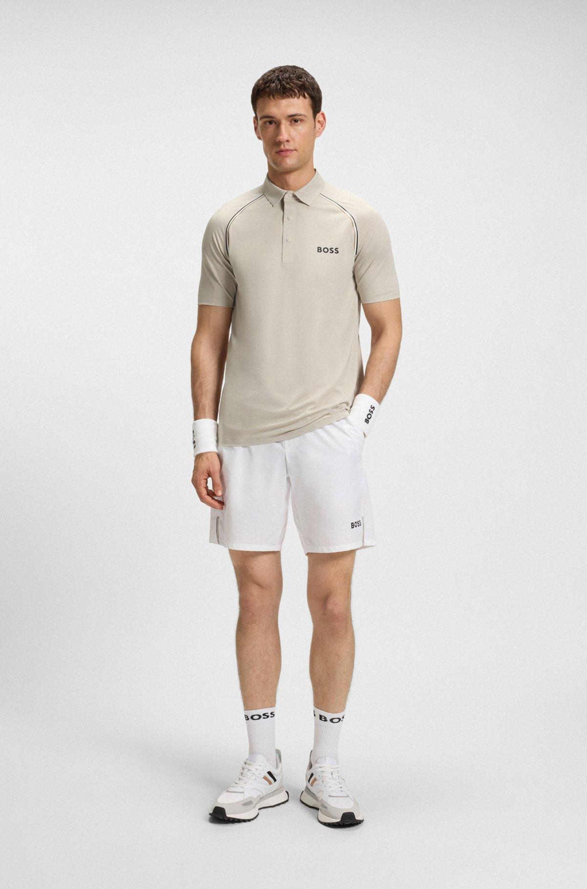BOSS - Active slim-fit polo shirt with odor control - Light Beige Product Image