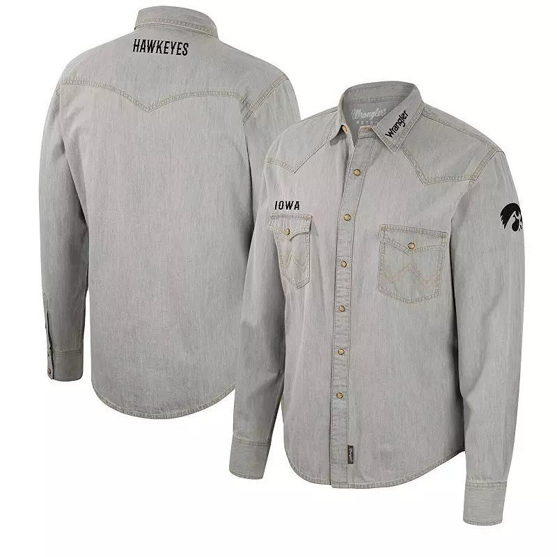 Men's Colosseum x Wrangler Gray West Virginia Mountaineers Cowboy Cut Western Full-Snap Long Sleeve Shirt, Size: XL, Grey Product Image