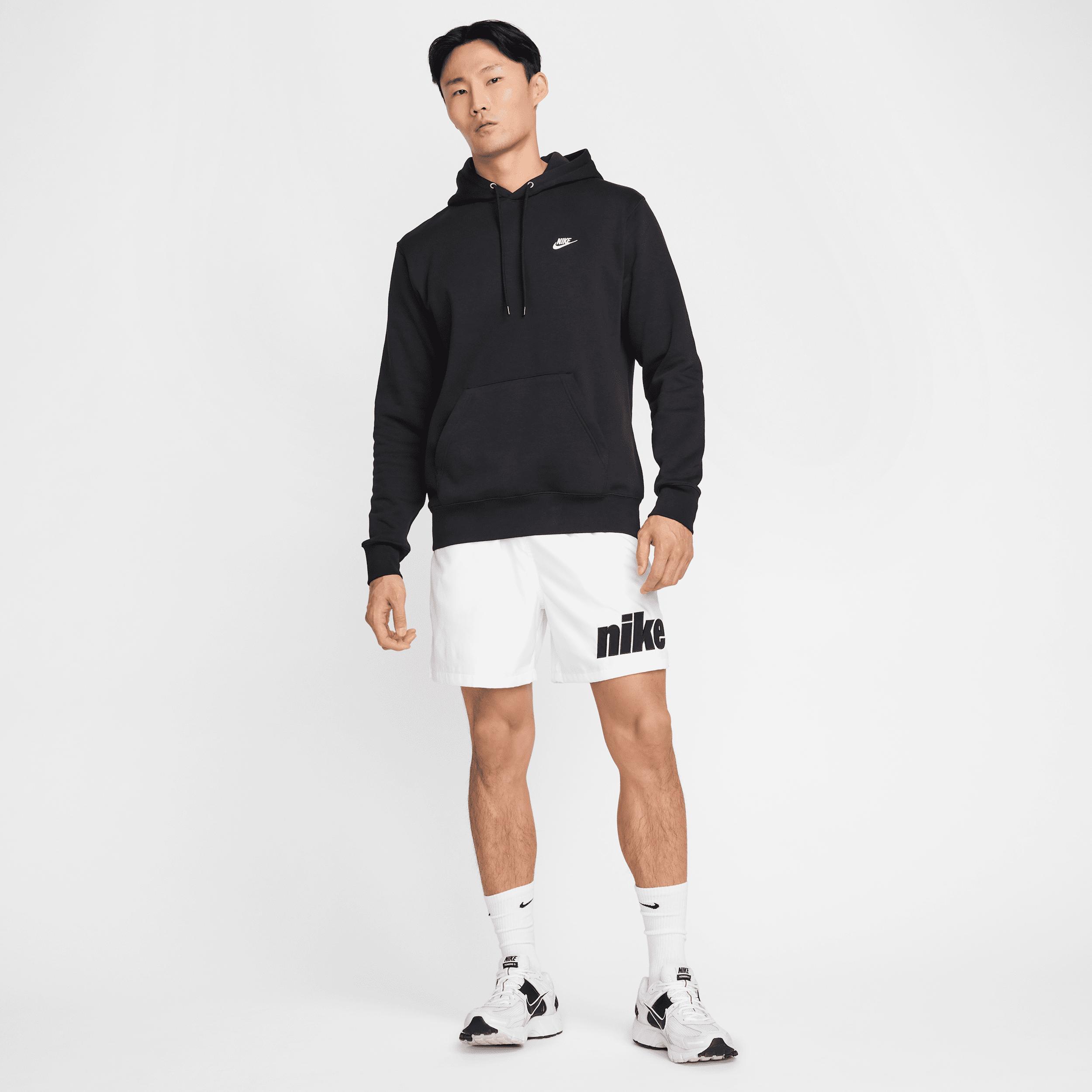 Men's Nike Club Pull-Over Fleece Hoodie, Size: Large, Black Product Image