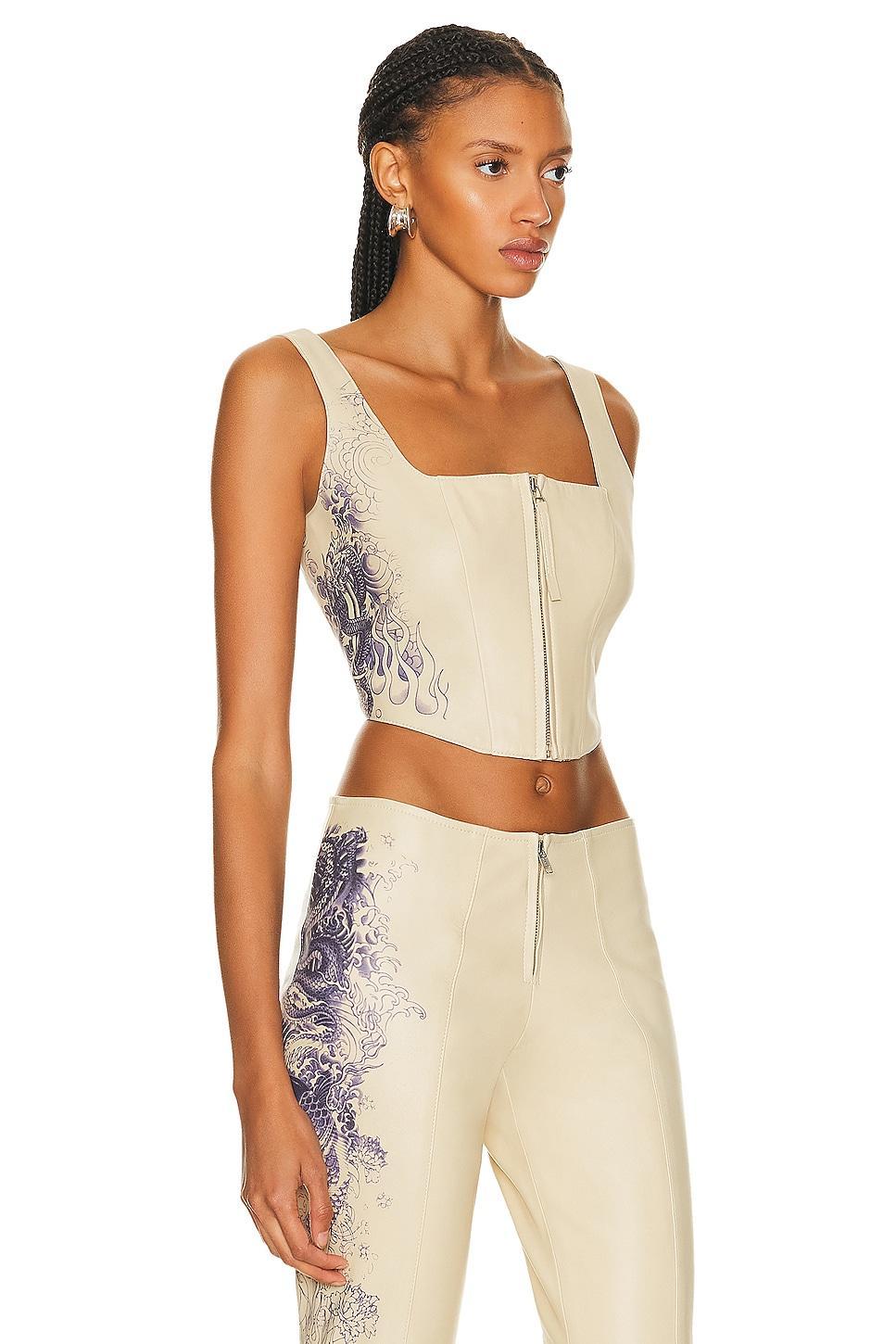 Jean Paul Gaultier Tattoo Detail Laced Bustier Top in Nude Product Image