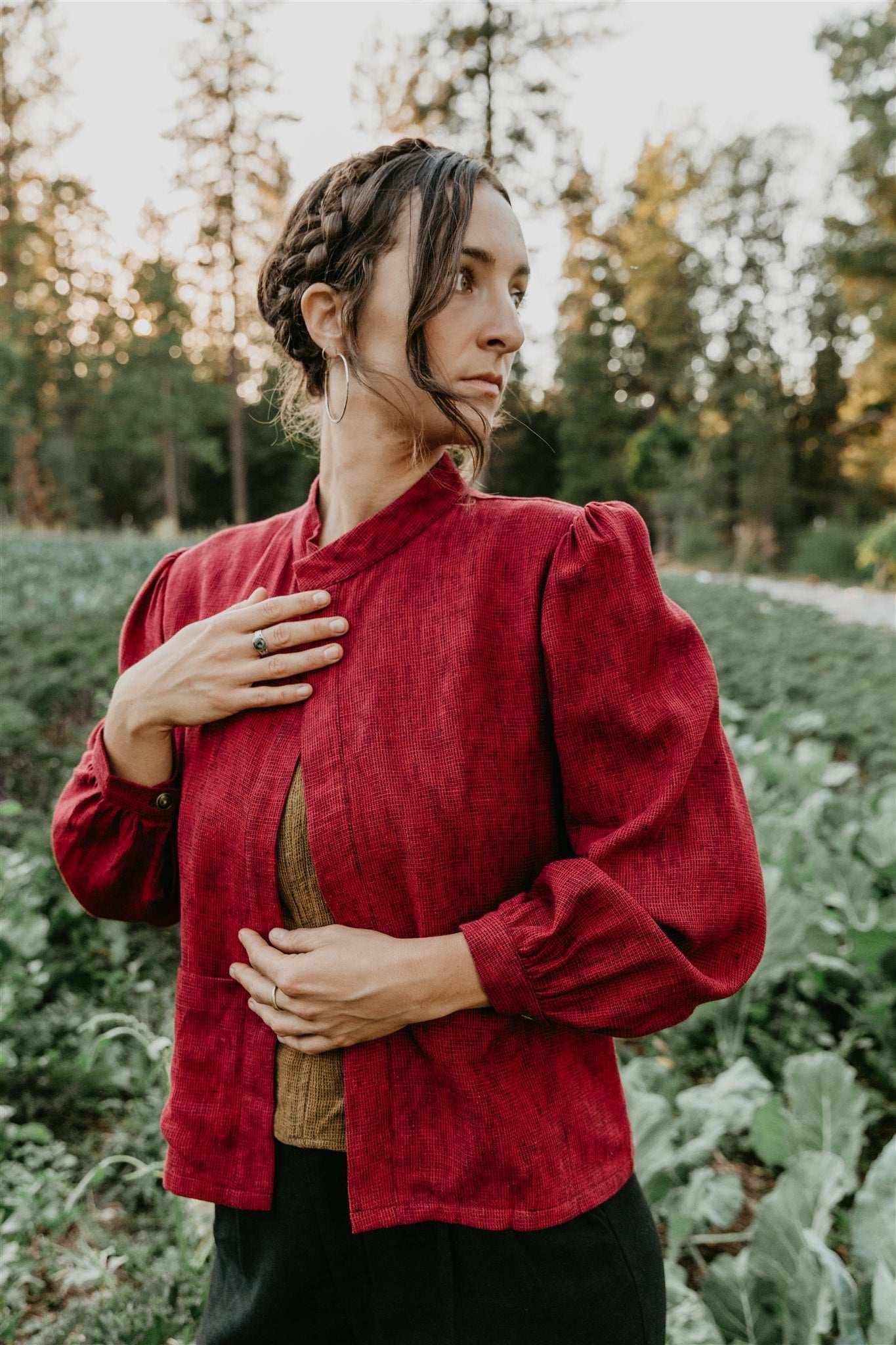 Jane Jacket in Ruby Checker Product Image