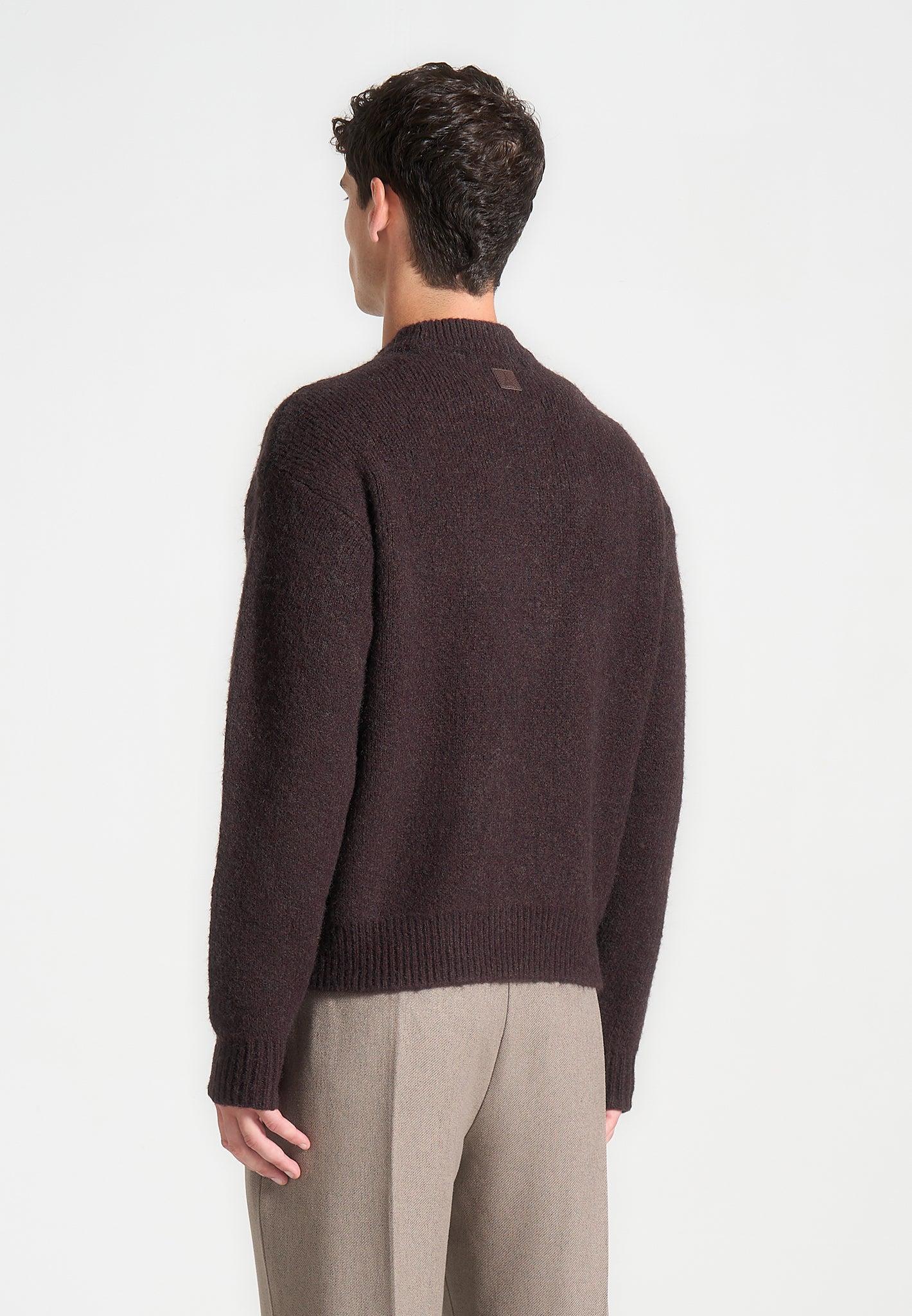 Asymmetric Brushed Wool Knit Jumper - Brown Male Product Image