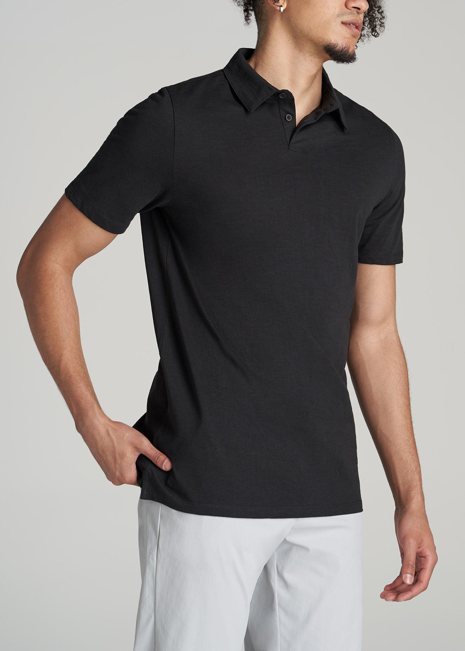 Slub Self Collar Tall Polo Shirt in Navy Product Image