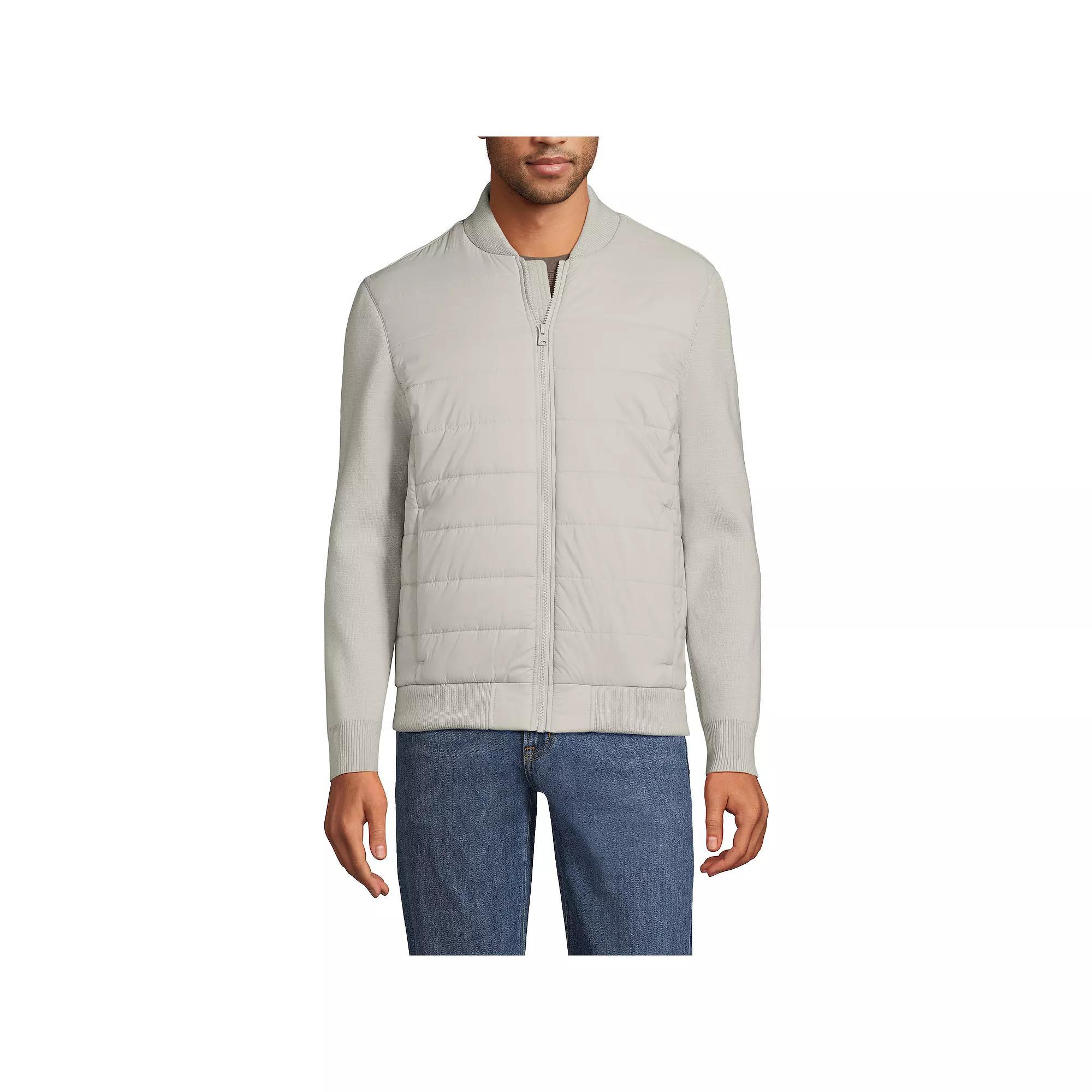 Mens Lands End Insulated Sweater Jacket Soft Pink Product Image