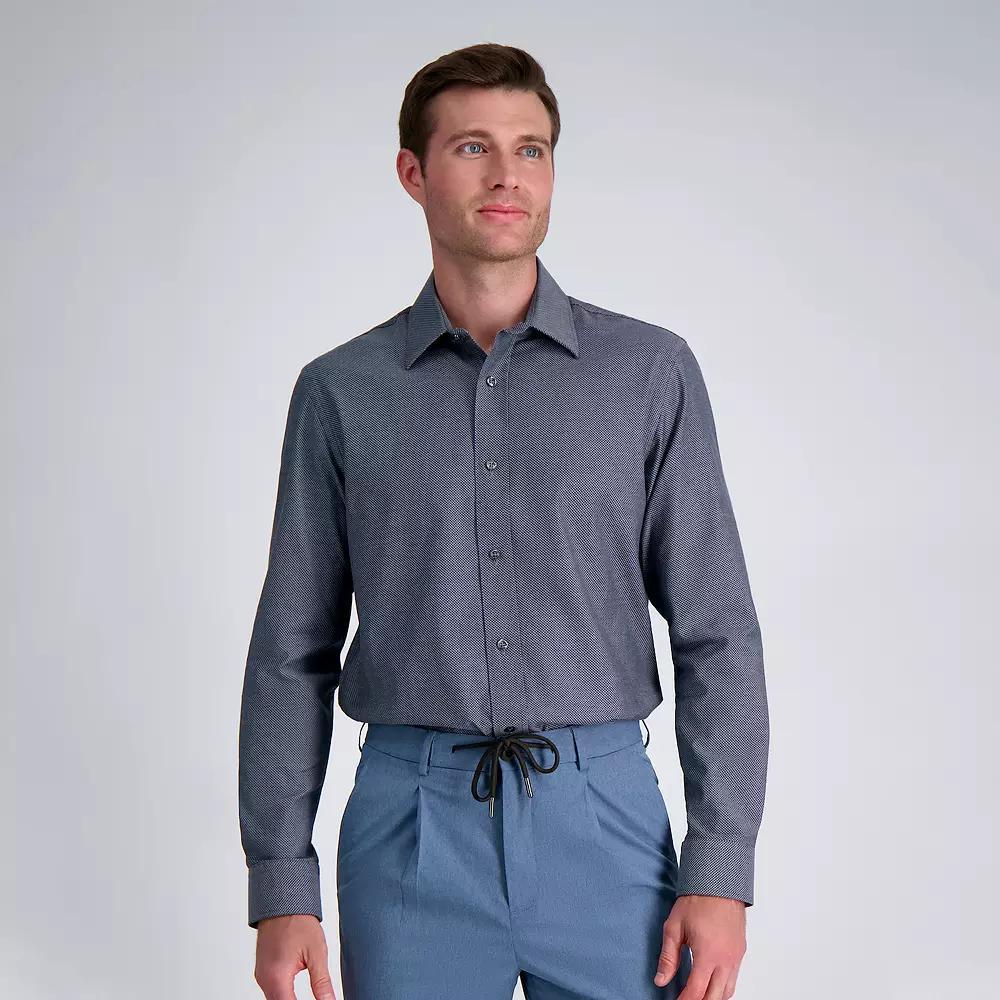 Mens Haggar Premium Comfort Classic Fit Dress Shirt Grey Texture Product Image