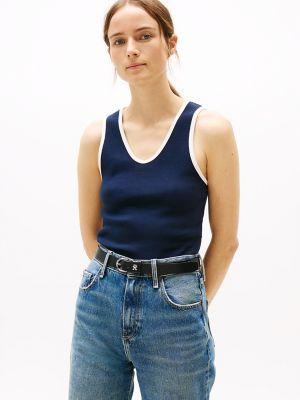Ribbed Stretch-Cotton V-Neck Tank Product Image
